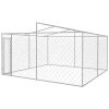 Outdoor Dog Kennel with Roof 13'x13'x7.9' - Silver