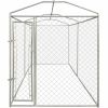 Outdoor Dog Kennel with Canopy Top 13'x6'x7.9' - Silver