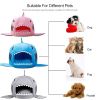 Shark Shape House Beds Tent Mat Small Dog Cat Puppy Beds Soft Dog House For Large Dogs Beds - Grey - 50x50x48 cm