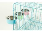 Removable Hanging Food Stainless Steel Water Bowl Cage Bowl for Dogs Cats Birds Small Animals - pink