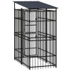 Outdoor Dog Kennel with Roof Steel 19.8 ftÂ¬â‰¤ - Black