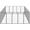 24-Panel Dog Playpen Black 19.7"x39.4" Powder-coated Steel - Black