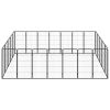 24-Panel Dog Playpen Black 19.7"x39.4" Powder-coated Steel - Black