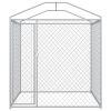 Outdoor Dog Kennel with Canopy Top 78.7"x78.7"x88.6" - Silver