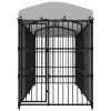 Outdoor Dog Kennel with Roof 118.1"x59.1"x82.7" - Black