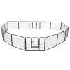 Dog Playpen 16 Panels Steel 31.5"x23.6" Black - Black