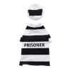 Pet Life Striped Retro Inmate Prisoner Pet Dog Costume Uniform - BLACK / WHITE - Large