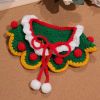 Green Christmas Pet Collar Lace Cat Teddy Bichon Scarf Knitted Handmade Necklace New Year Photography Crochet Scarf Bib - Default