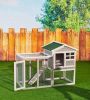 48 in. Large Chicken Coop Wooden Rabbit Hutch Gray - default