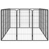 16-Panel Dog Playpen Black 19.7"x39.4" Powder-coated Steel - Black