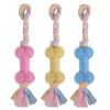 Dog Chews Toy with Cotton Rope Natural Rubber Toys Cleans Molars - pink