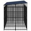 Outdoor Dog Kennel with Roof Steel 79.3 ftÂ¬â‰¤ - Black