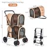 Double Pet Stroller 4-in-1 With Detachable Carrier And Travel Carriage - beige - Pets