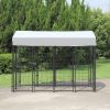 Dog Kennel with Roof Cover Heavy Duty Dog Crate for Medium and Large-sized Dogs, Black (Sandblasted) - black