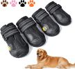 Dog Boots; Waterproof Dog Shoes; Dog Booties with Reflective Rugged Anti-Slip Sole and Skid-Proof; Outdoor Dog Shoes for Medium Dogs 4Pcs - Black - Si