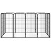 12-Panel Dog Playpen Black 19.7"x39.4" Powder-coated Steel - Black