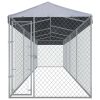 Outdoor Dog Kennel with Roof 299"x75.6"x88.6" - Silver
