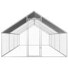 Outdoor Chicken Cage 9'x26.2'x6.3' Galvanized Steel - Silver
