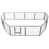 Dog Playpen 12 Panels Steel 31.5"x23.6" Black - Black