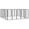 20-Panel Dog Playpen Black 19.7"x39.4" Powder-coated Steel - Black