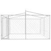 Outdoor Dog Kennel with Roof 13'x13'x7.9' - Silver