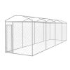 Outdoor Dog Kennel with Roof 25'x6'x7.9' - Silver