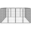 20-Panel Dog Playpen Black 19.7"x39.4" Powder-coated Steel - Black