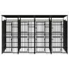 Outdoor Dog Kennel with Roof Steel 79.3 ftÂ¬â‰¤ - Black