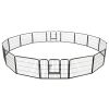 Dog Playpen 16 Panels Steel 31.5"x23.6" Black - Black