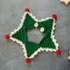 Green Pet Cat Handmade Knitted Collar Dog Rabbit Christmas Necklace Holiday Crochet Scarf Bib - Default