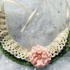 Handmade Crochet Cat Necklace Cute Pink Flower Dog Collar Green Small Pet Knitted Collar Scarf Bib - Default