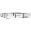 12-Panel Dog Playpen Black 39.4"x19.7" Powder-coated Steel - Black