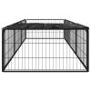 8-Panel Dog Playpen Black 39.4"x19.7" Powder-coated Steel - Black