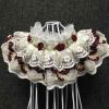 Handmade Retro Lace Collars Dog Necklace Cat Neckerchief Wine Red Rose 8.2-11.2" - Default