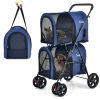 Double Pet Stroller 4-in-1 With Detachable Carrier And Travel Carriage - navy - Pets