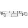 16-Panel Dog Playpen Black 39.4"x19.7" Powder-coated Steel - Black