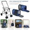 Double Pet Stroller 4-in-1 With Detachable Carrier And Travel Carriage - navy - Pets