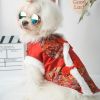 Chinese New Year Fleece Cat Clothes Coat; Pet Jacket Costumes; Tang Suits For Small Medium Dogs - Red - XXL