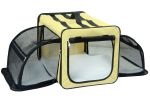 Pet Life Capacious Dual-Expandable Wire Folding Lightweight Collapsible Travel Pet Dog Crate - Khaki - Large