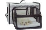 Pet Life Capacious Dual-Expandable Wire Folding Lightweight Collapsible Travel Pet Dog Crate - Grey - Large