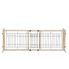 Wood Freestanding Pet Gate;  38"-71" Length Adjustable Dog Gate;  Safety Fence for Stairs Doorways;  Natural - Natural
