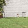 Dog Playpen 4 Panels Black 39.4"x19.7" Powder-coated Steel - Black