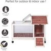 Wooden Rabbit Hutch 40.7" L x 23.4" W x 30" H; Bunny Cage with 4 Wheels; Auburn - default