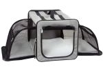Pet Life Capacious Dual-Expandable Wire Folding Lightweight Collapsible Travel Pet Dog Crate - Grey - Medium