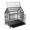 37"L x 41"H Heavy Duty Metal Dog Kennel Cage Crate with 4 Universal Wheels, Openable Pointed Top and Front Door, Black - black