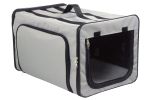 Pet Life Capacious Dual-Expandable Wire Folding Lightweight Collapsible Travel Pet Dog Crate - Grey - Small