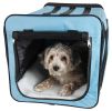 Pet Life Capacious Dual-Expandable Wire Folding Lightweight Collapsible Travel Pet Dog Crate - Blue - Small