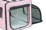 Pet Life Capacious Dual-Expandable Wire Folding Lightweight Collapsible Travel Pet Dog Crate - Pink - X-Large