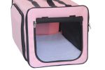 Pet Life Capacious Dual-Expandable Wire Folding Lightweight Collapsible Travel Pet Dog Crate - Pink - X-Large