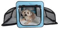 Pet Life Capacious Dual-Expandable Wire Folding Lightweight Collapsible Travel Pet Dog Crate - Blue - Small